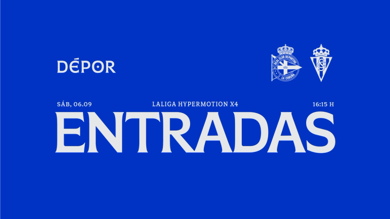 Á venda para abonados e abonadas as entradas para o Dépor - Sporting de Gijón do sábado 6 de setembro en ABANCA-RIAZOR