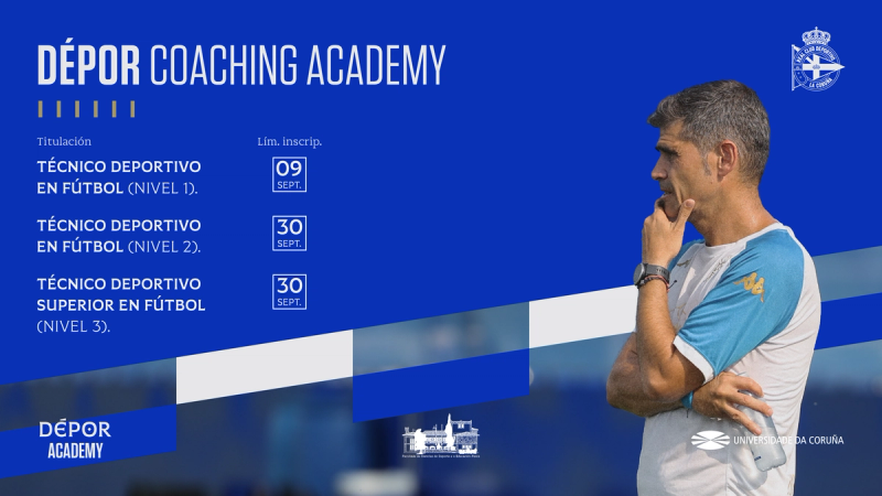 La Escuela de Entrenadores del RC Deportivo abre una convocatoria extraordinaria de acceso al curso de Técnico Deportivo en Fútbol