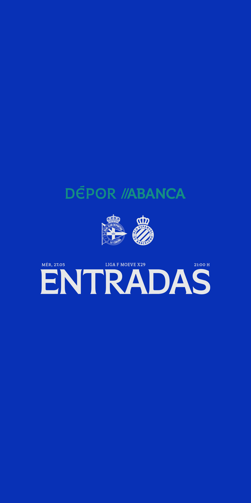 Os abonados e abonadas xa poden retirar a súa invitación obrigatoria para o Dépor ABANCA - RCD Espanyol do mércores 27 de maio ás 21:00 en ABANCA-RIAZOR