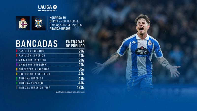 A la venta las entradas de público para los partidos ante el CD Tenerife y Albacete Balompié en ABANCA-RIAZOR